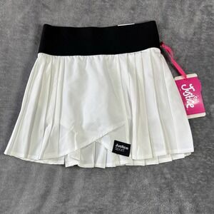 Justice Sport Girls Pleated White Skort Size XS 5/6 Elastic Waits  NWT